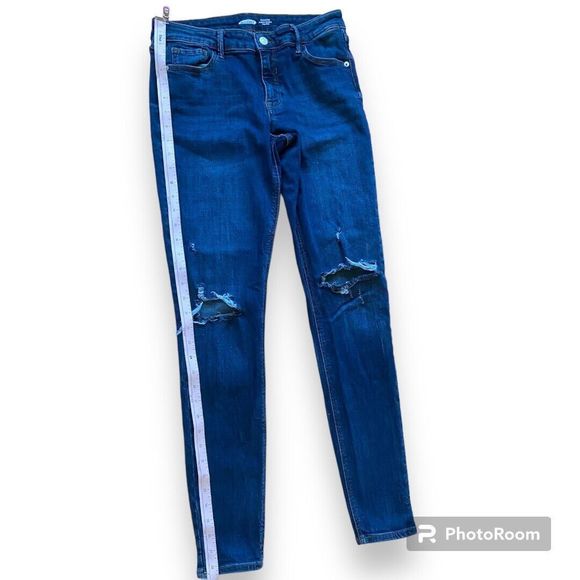 Old Navy Jeans Womens 6 Mid Rise Rockstar Super Skinny Distressed Blue Denim - Picture 7 of 8
